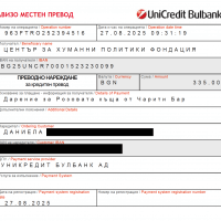 Дарение на “Розовата Къща” – 335лв